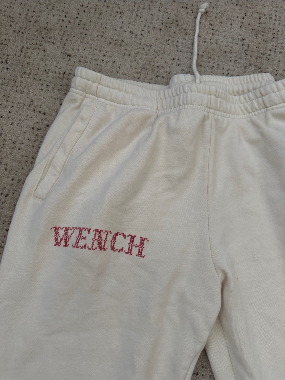 The Toast Podcast Cream Wench Embroidered Sweatpants - Picture 2 of 4